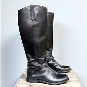 Tory Burch Colton Black Leather Equestrian Riding Boots Size 7